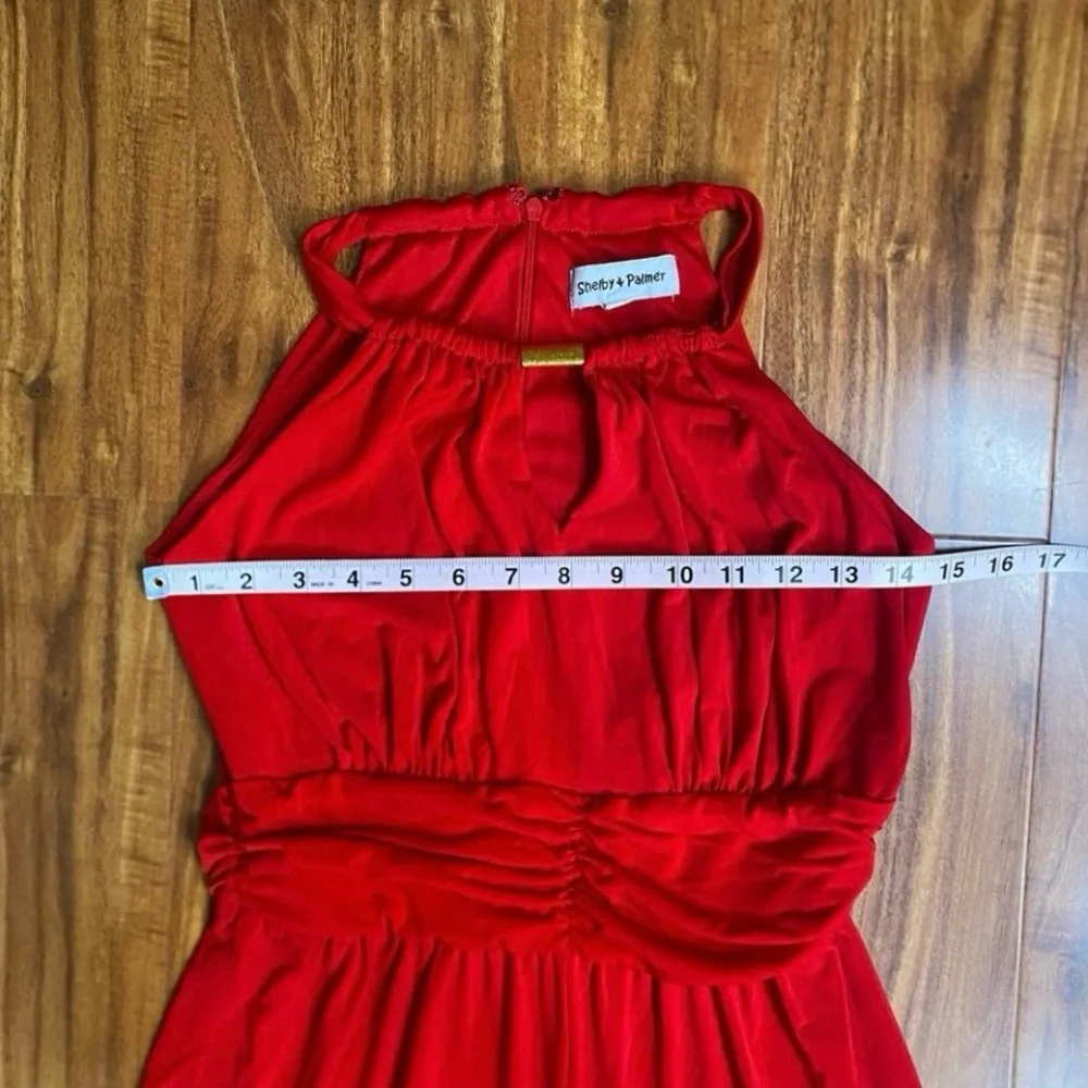 Shelby & Palmer Women's Red Halter Jersey Wide Leg Pant Jumpsuit Size Small Glam - Picture 11 of 14